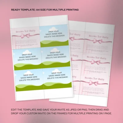 Baby Shower Books for Baby Card Pink Bow Theme v1.0