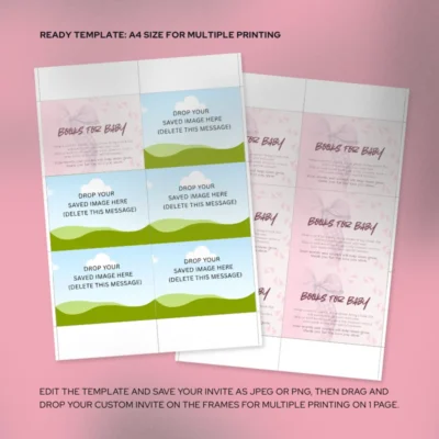 Baby Shower Books for Baby Card Pink Bow Theme v2.0