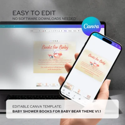 Baby Shower Books for Baby Card Bear Theme v1.1